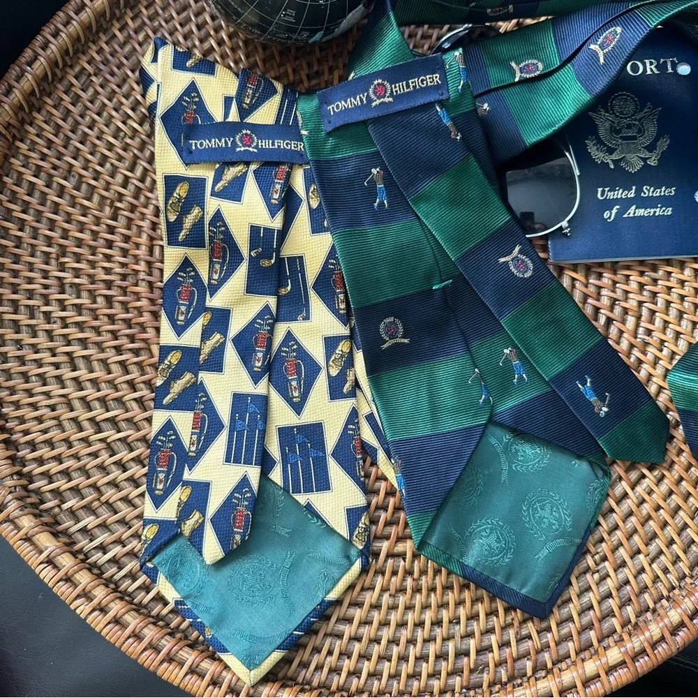 TOMMY HILFIGER Set of 2 Vintage Italian Silk Golf Theme Neckties